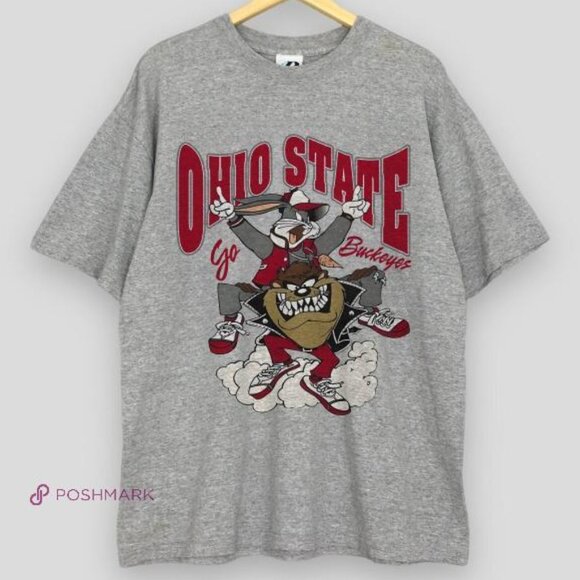 Vintage NCAA Ohio State Buck eyes Looney Tunes University shirt grey - Picture 1 of 2